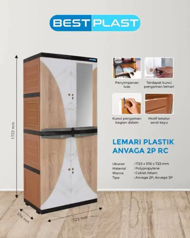 Lemari Plastik 2 Pintu Bestplast BMC 2RC Series Murah Jogja (Ars)