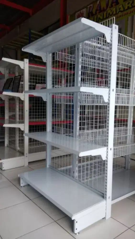 Jual rak gondola warna putih ukuran 50*100*170 dan 50*100*180 ada 3