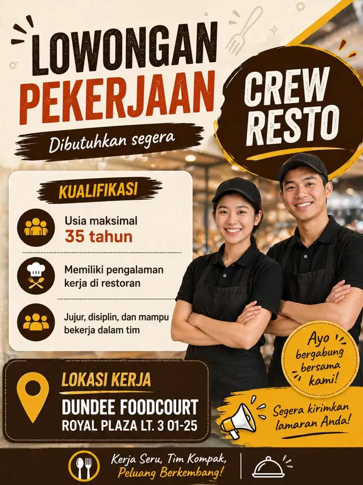Dicari Cepat Crew Restoran Surabaya