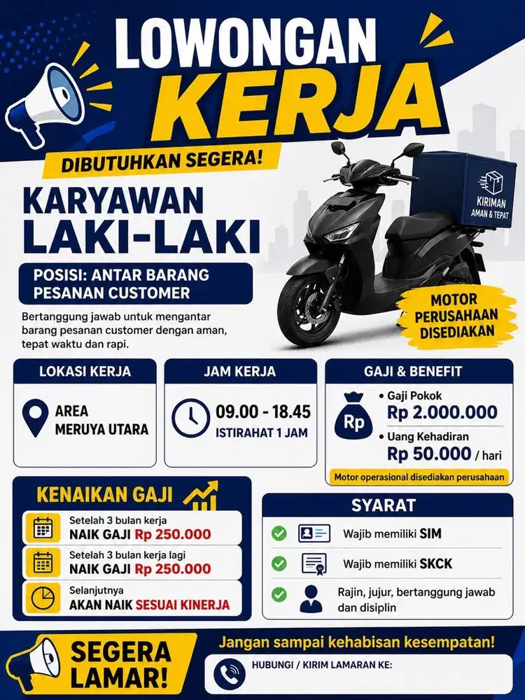 DIBUTUHKAN DRIVER MOTOR ANTER BARANG area meruya