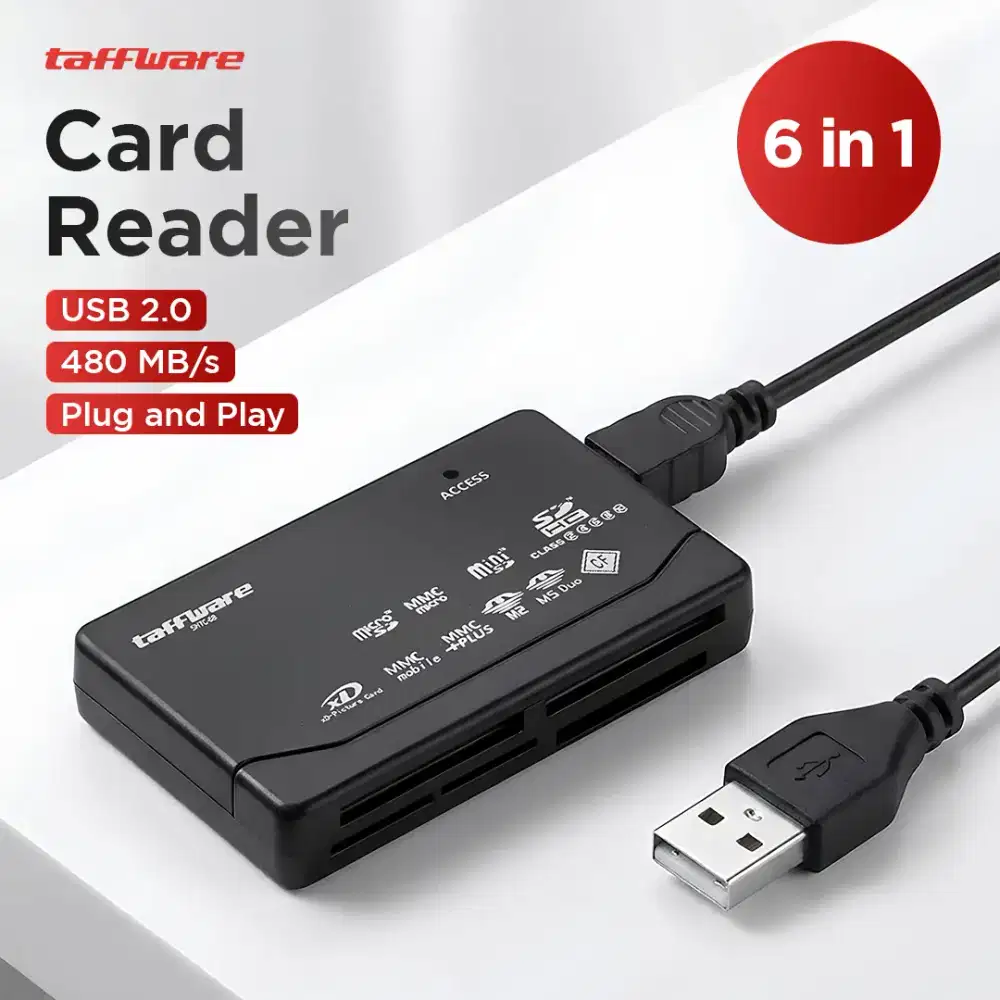 Taffware Card Reader USB 2.0 Multi Slot CF SD MicroSD MMC MS XD Card