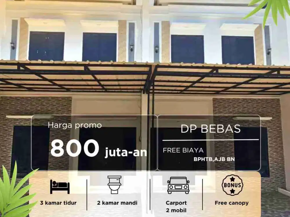 1 juta langsung akad .Gasken, Rumah 2 lantai , siap huni.