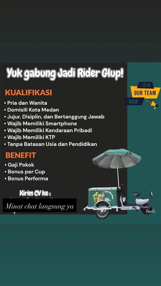Loker rider kopi keliling glup
