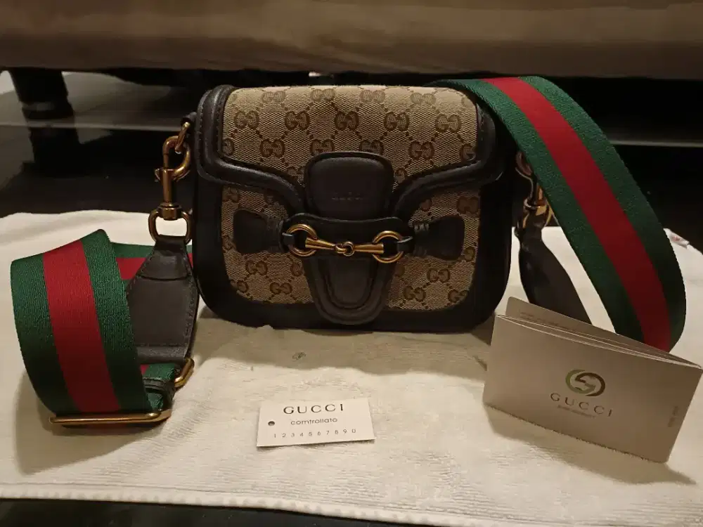 Tas Gucci Lady Web Small GG Canvas Shoulder Bag