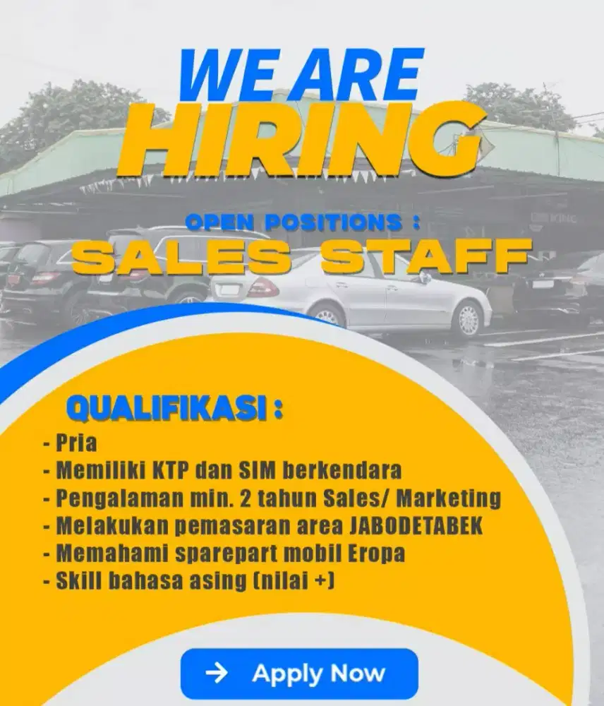 BUTUH SEGERA SALES STAFF