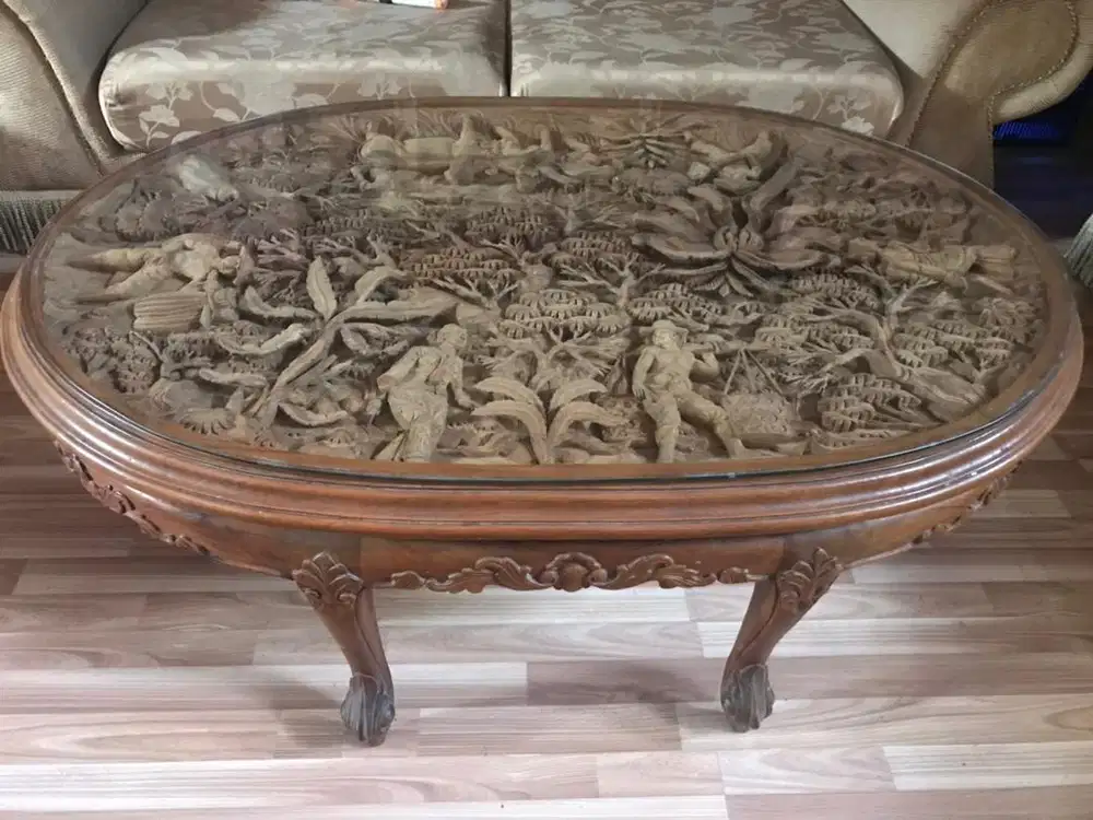 MEJA JADUL UKIR MULUS JATI TUA BERAT MURAH