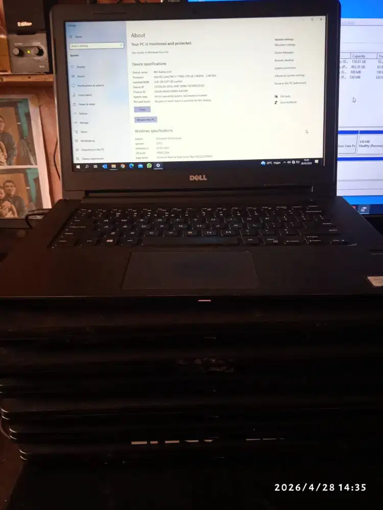 LAPTOP DELL CORE I3 GEN 7 DDR 4 RAM 4 GB HARDISK 500 GB