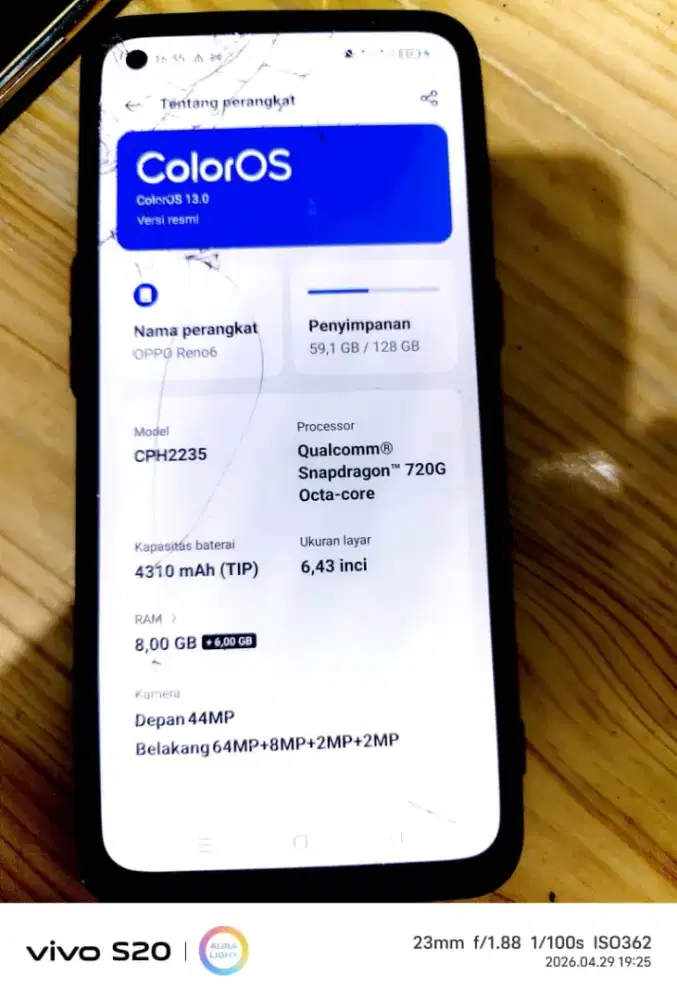 Oppo reno 6 ram 8/128
