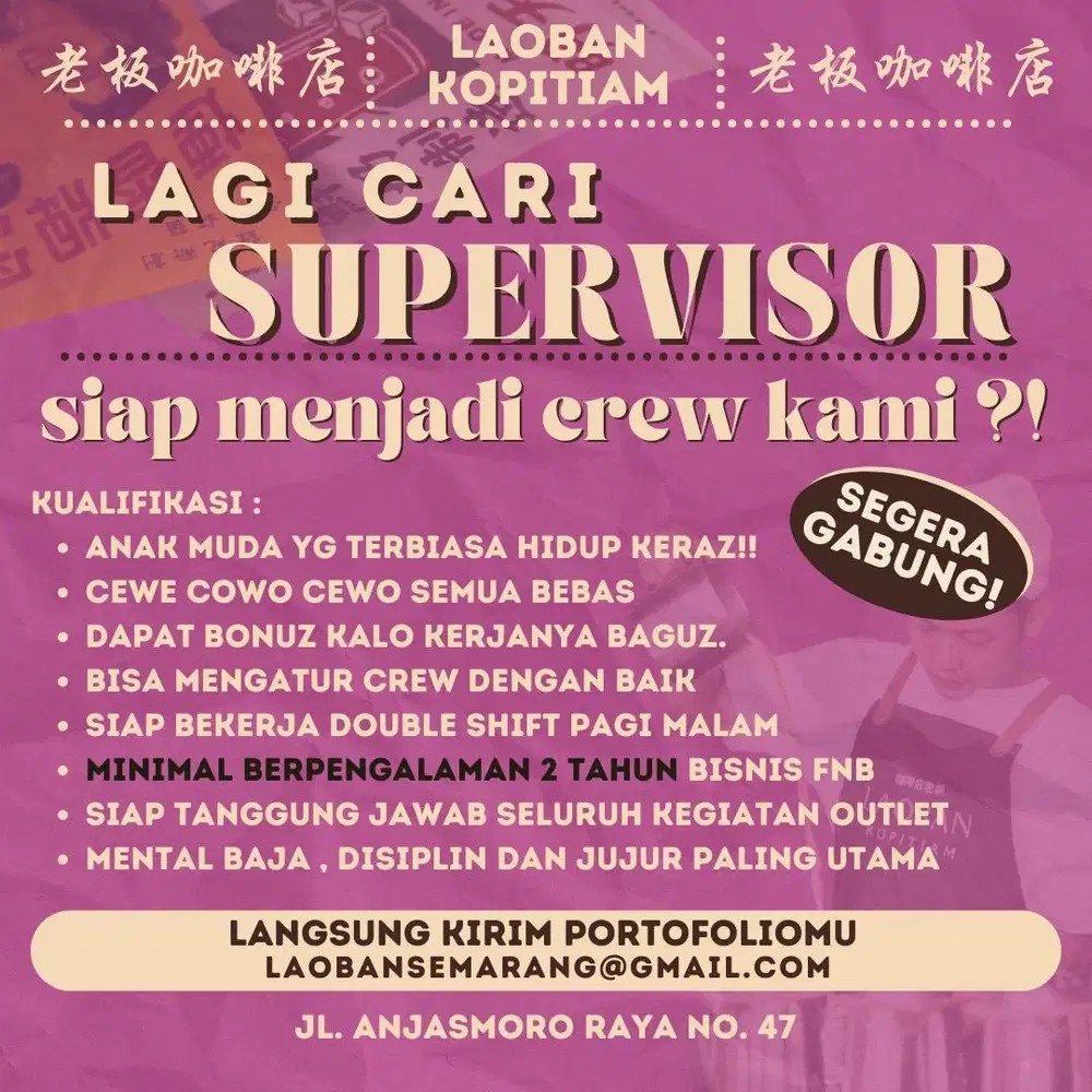 Loker Spv LaoBan Kopitiam Semarang