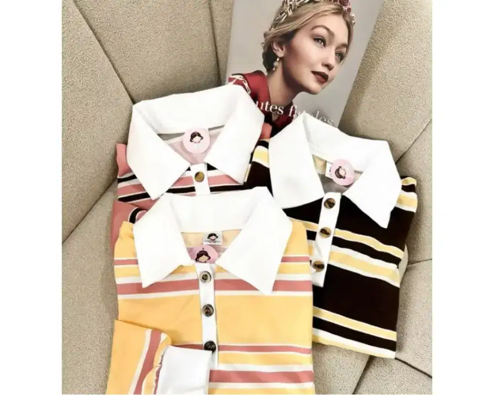 GILFASHIONSTORY ORIGINAL IVORIE TOP KOLAR STRIPE