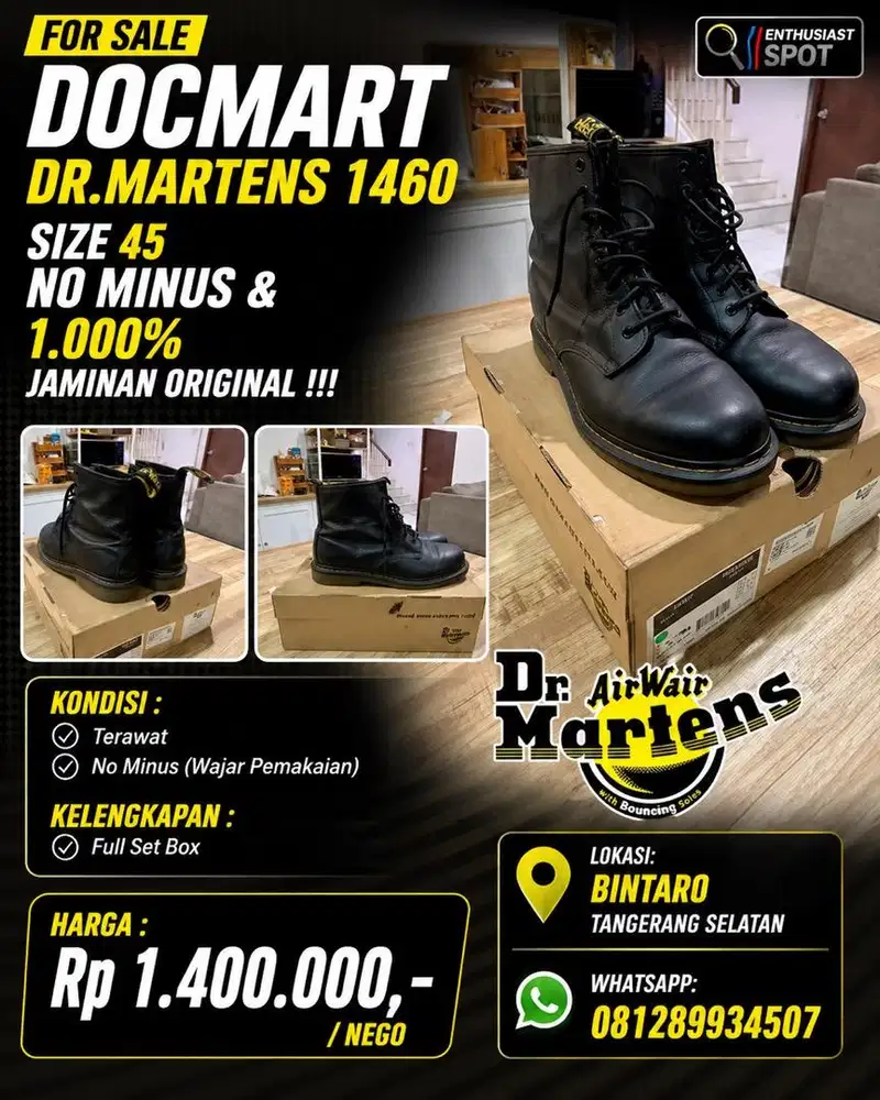 DOCMART DR.MARTENS 1460 Size EU 45 | 1.000% ORIGINAL !