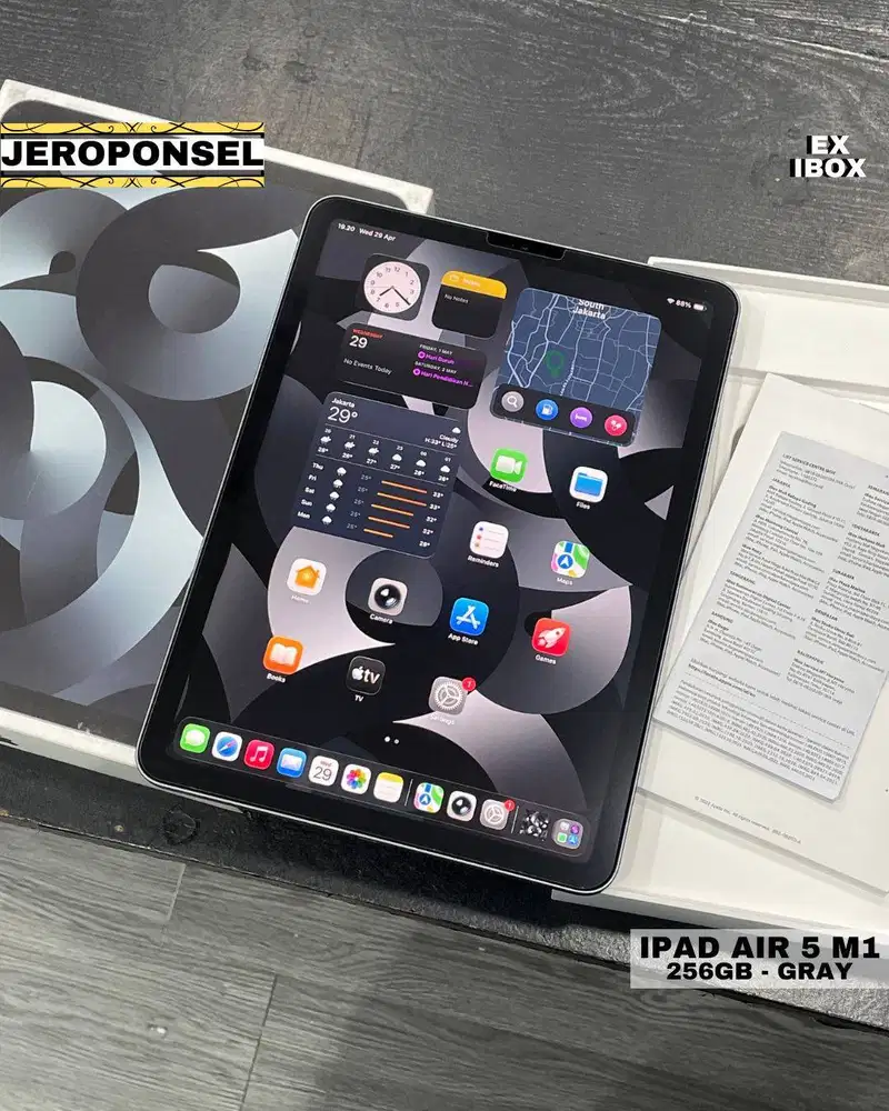 IPAD AIR 5 M1 256GB GRAY EX IBOX FULL SET ORIGINAL GARANSI