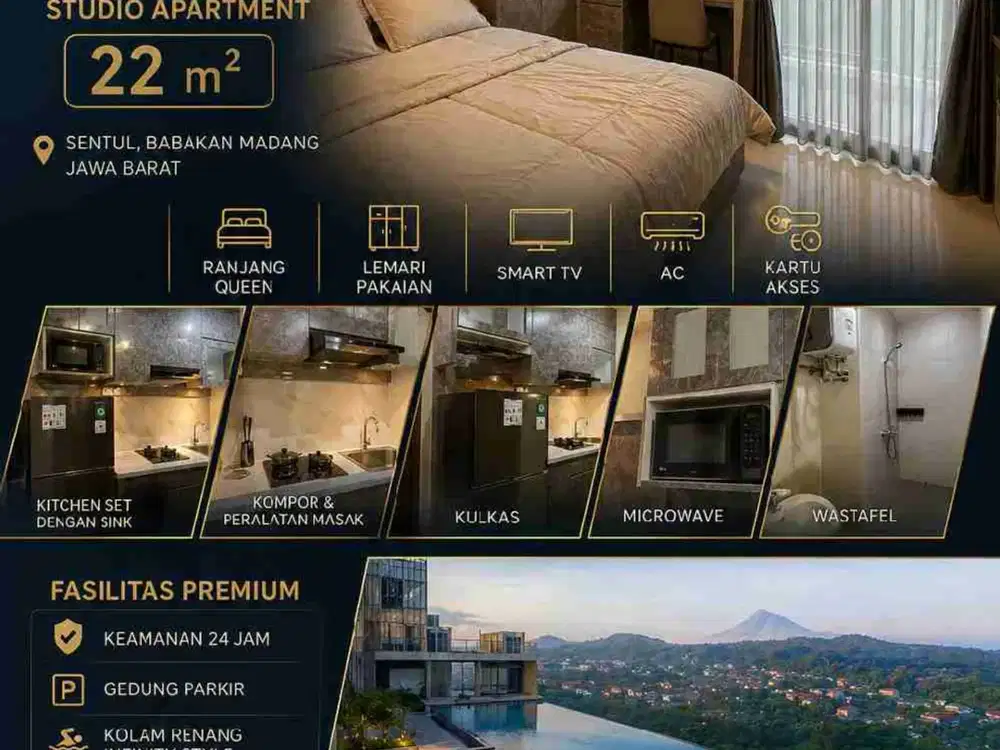 PROMO Disewakan Apartemen Royal Sentul Park Studio Full Furnished