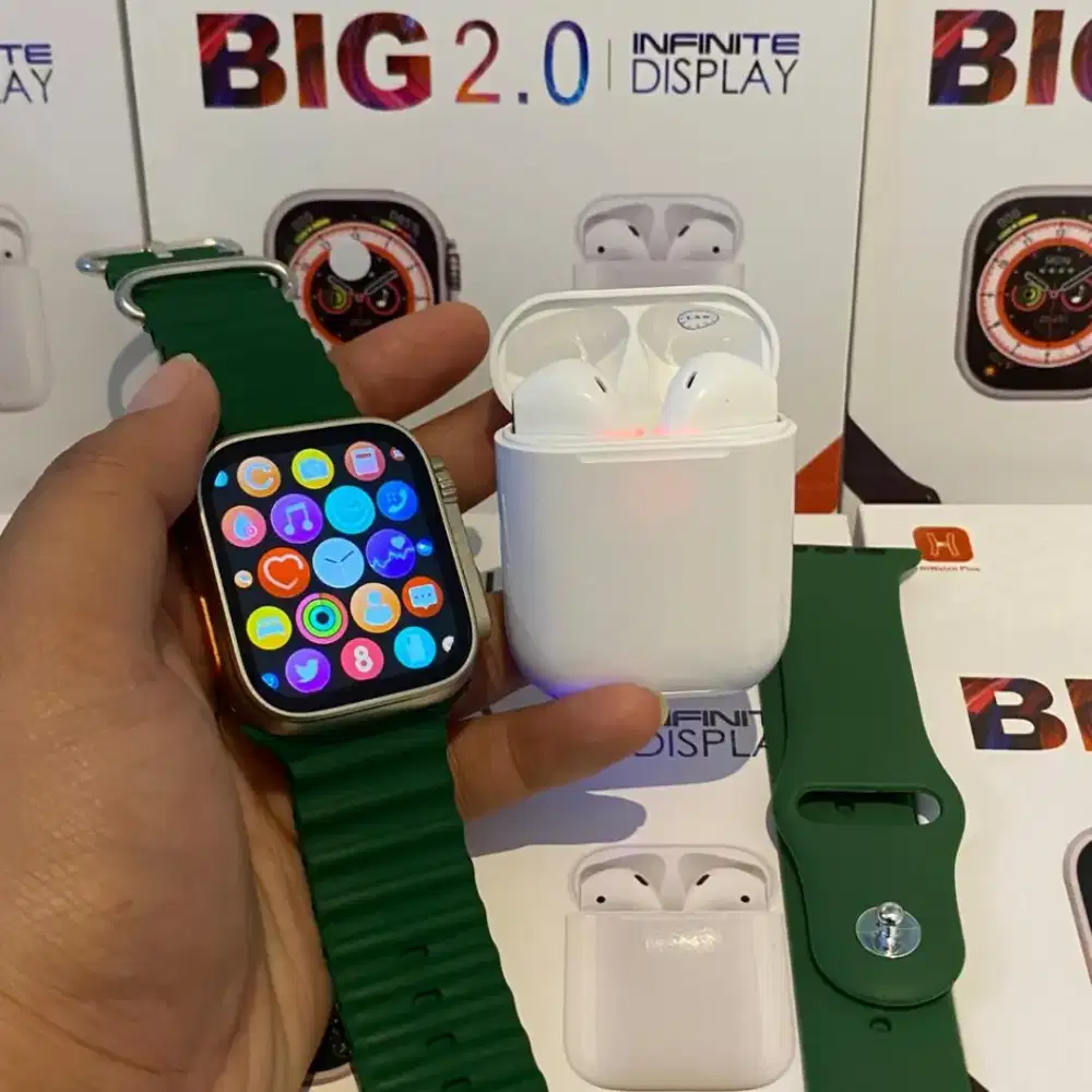 Smartwatch i8 Ultra Watch 8 Free 2 Tali+Earphone TWS.