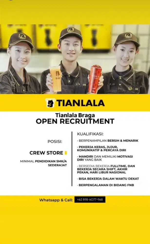 Dibutuhkan segera yang serius bekerja untuk tianlala braga bandung