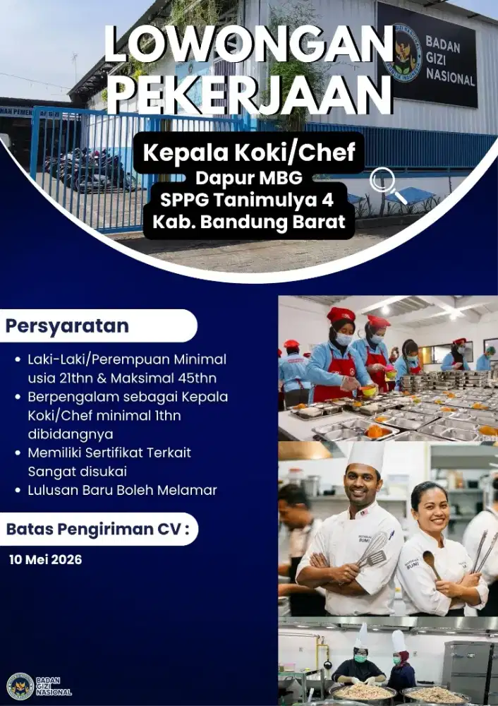 LOKER Kepala Koki/Chef Dapur MBG SPPG