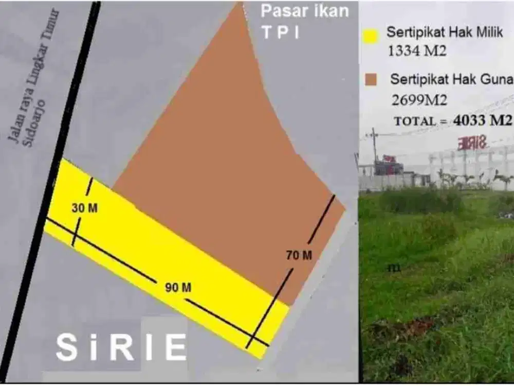 JUAL MURAH TANAH INDUSTRI LINGKAR TIMUR LUAS 4000 DEKAT SIRIE RAYA NOL PROPINSI AKSES KONTAINER 40FT DEKAT TOL