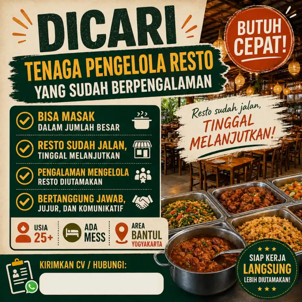 Cari tenaga pengelola resto