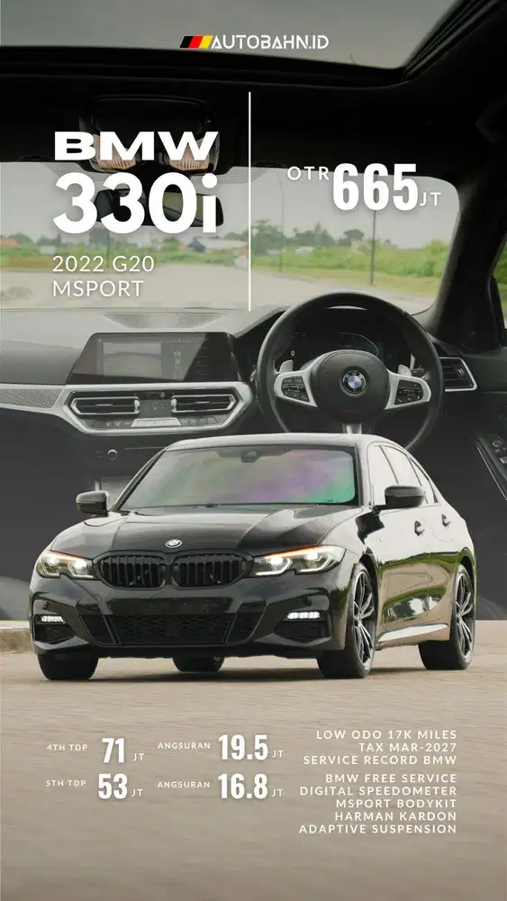 Impian Pria! BMW 330i M-Sport 2022 Black Dark Vader! Lowest Odo?