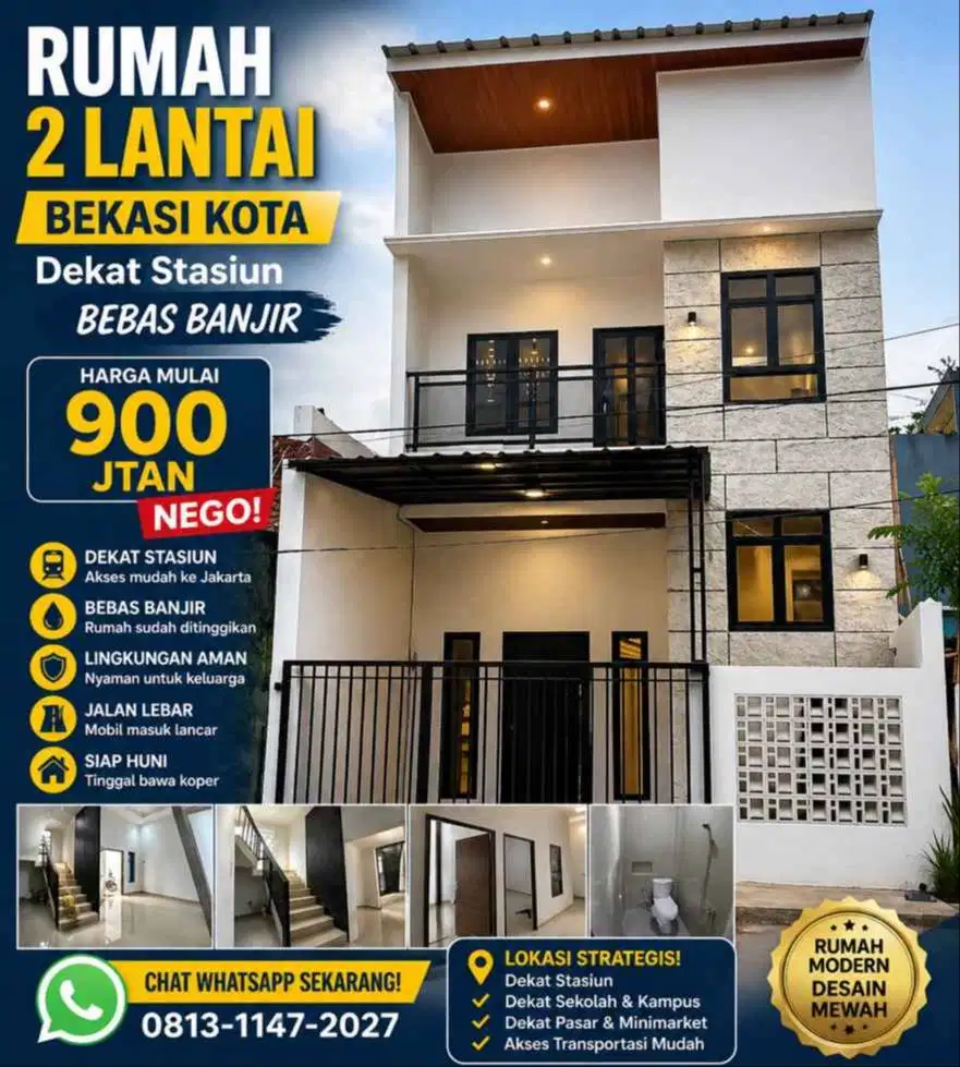 Jual Rumah Baru 2 Lantai Strategis, Aman & Bebas Banjir di Bekasi
