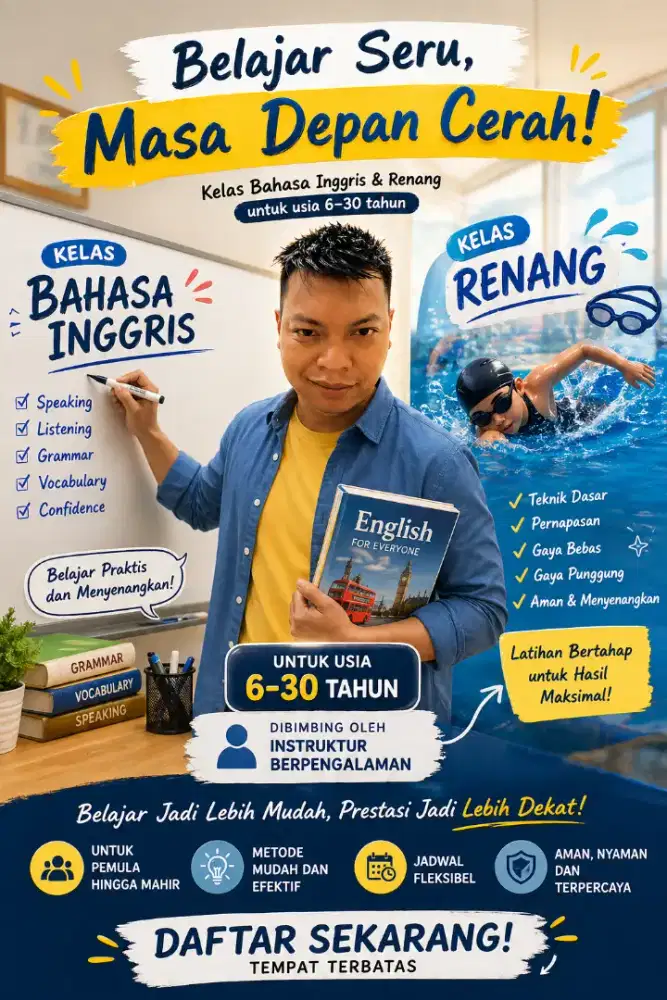 Kelas Bahasa Inggris dan Renang