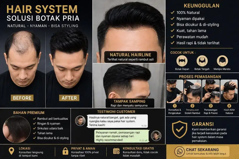 Hair system pria solusi botak elegan