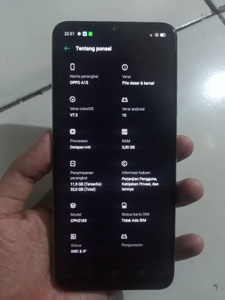 Oppo a15 ram 3/32 nego
