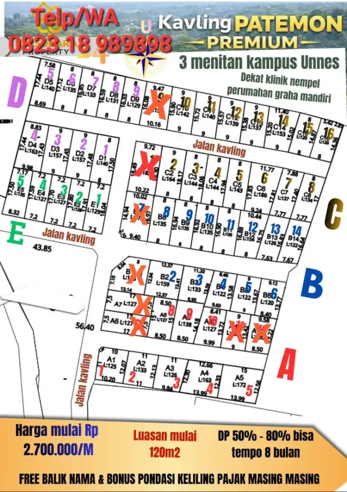 Kavling SHM premiun kampus unnes semarang siap bangun langsung notaris