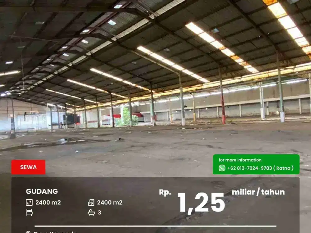 Gudang luas akses kontainer Raya Karanglo