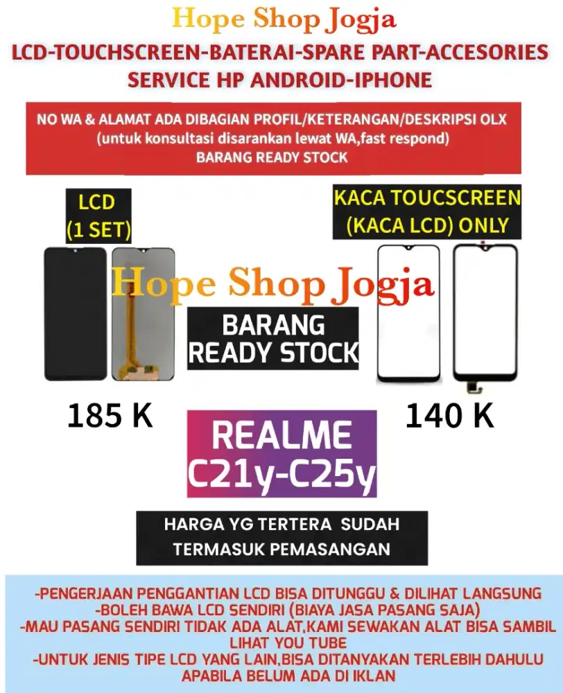 Service HP/Ganti Touchscreen-Baterai-LCD Realme C21Y-C25Y