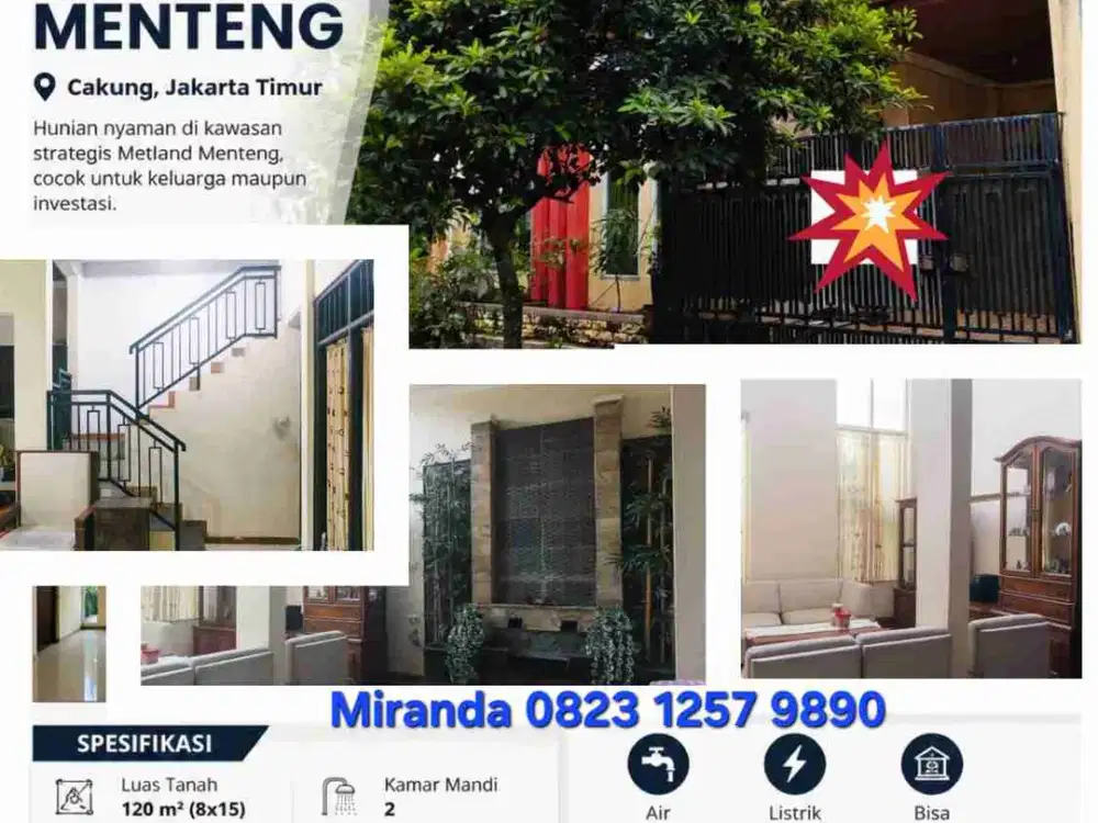 Murah Nih Rumah Lebar 8 Metland Menteng Jual Cepat bisa KPR