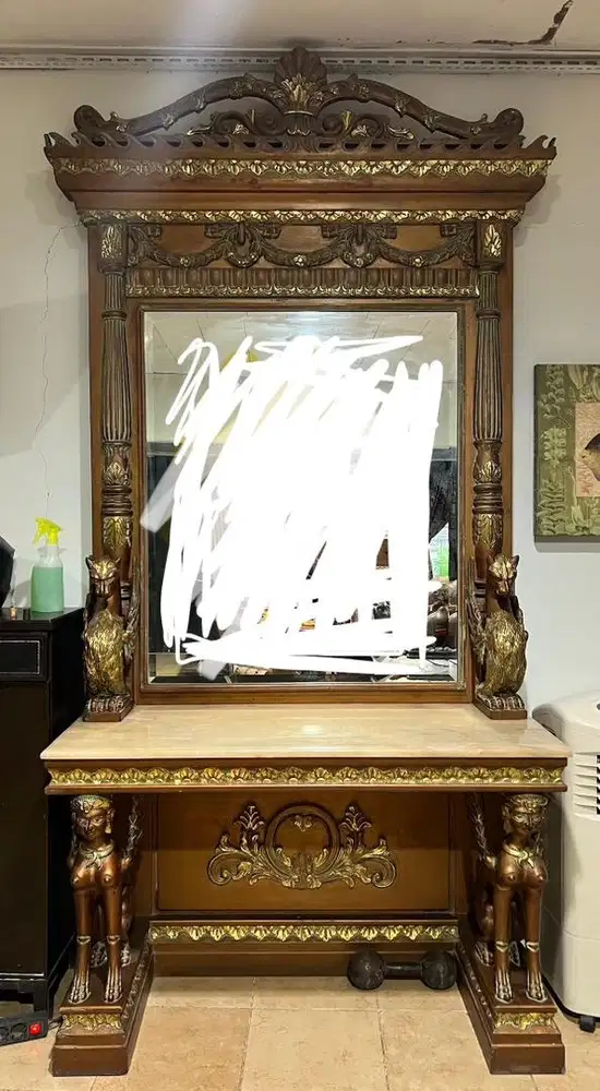 Meja Consult Vintage Jati Marmer