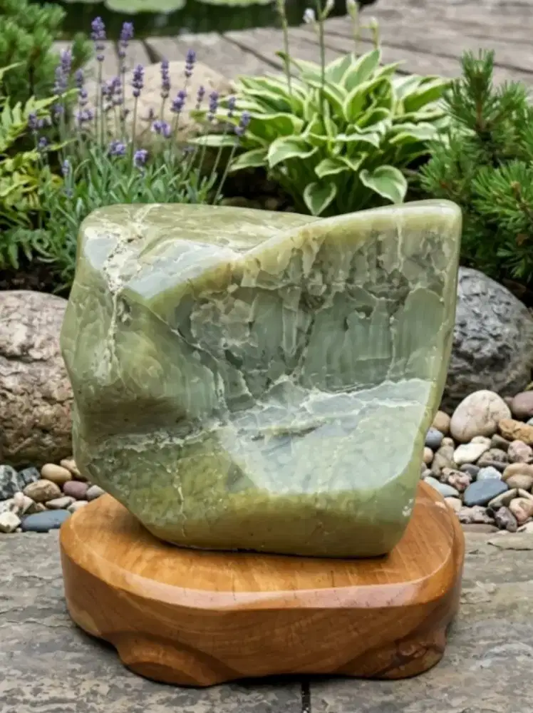 Pajangan F@sil Kayu Hijau Cristal (Giok Pasir Rakit) ±2Kg