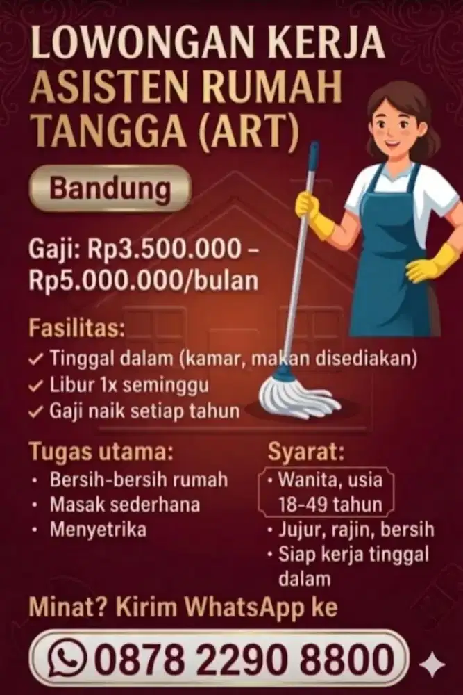 DICARI ART SEGERA!  LANGSUNG KERJA