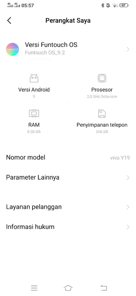 Hp Vivo y19 ram 8/256gb