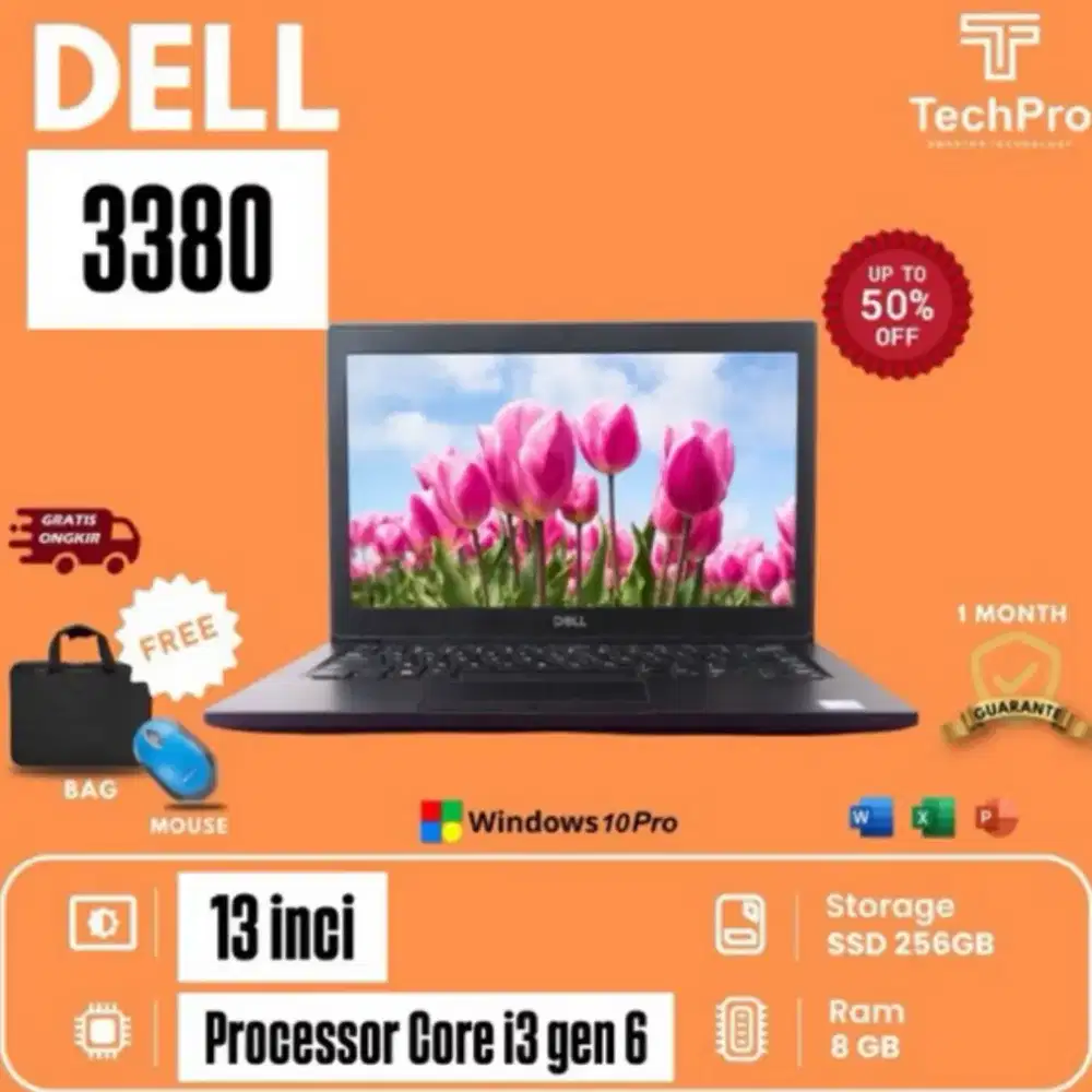 LAPTOP DELL 3380 INTEL CORE I3 GEN 6 RAM 8GB MURAH BERGARANSI MULUS