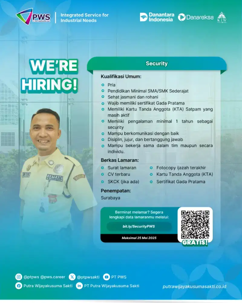 Dibutuhkan security penempatan Surabaya timur