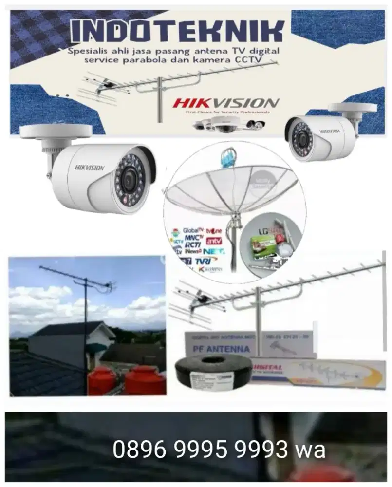 Ahli jasa pasang antena TV digital service parabola dan camera CCTV