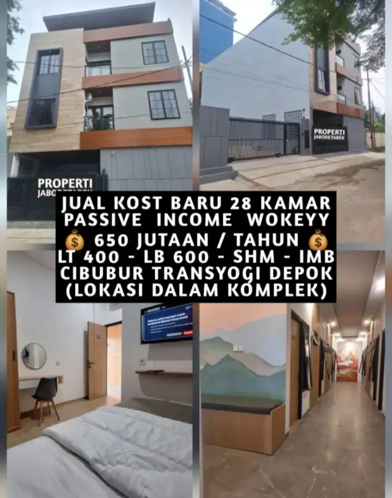 JUAL KOST KOSAN BARU 28 KAMAR DEKAT PINTU TOL CIBUBUR CIMANGGIS DEPOK