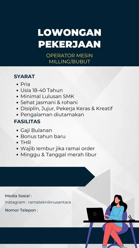 Dibutuhkan karyawan operator mesin milling dan bubut