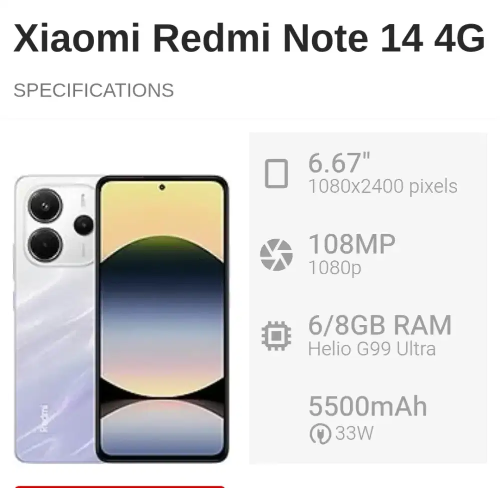 Redmi Note 14 4G 8+8/256 Mulusss Nett 2400 Passs. Lok.Kalimalang
