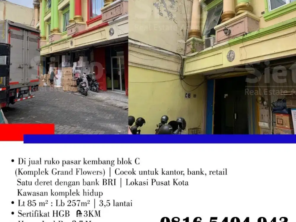 Dijual Cepat! Ruko Pasar Kembang Blok C (Komplek Grand Flowers)