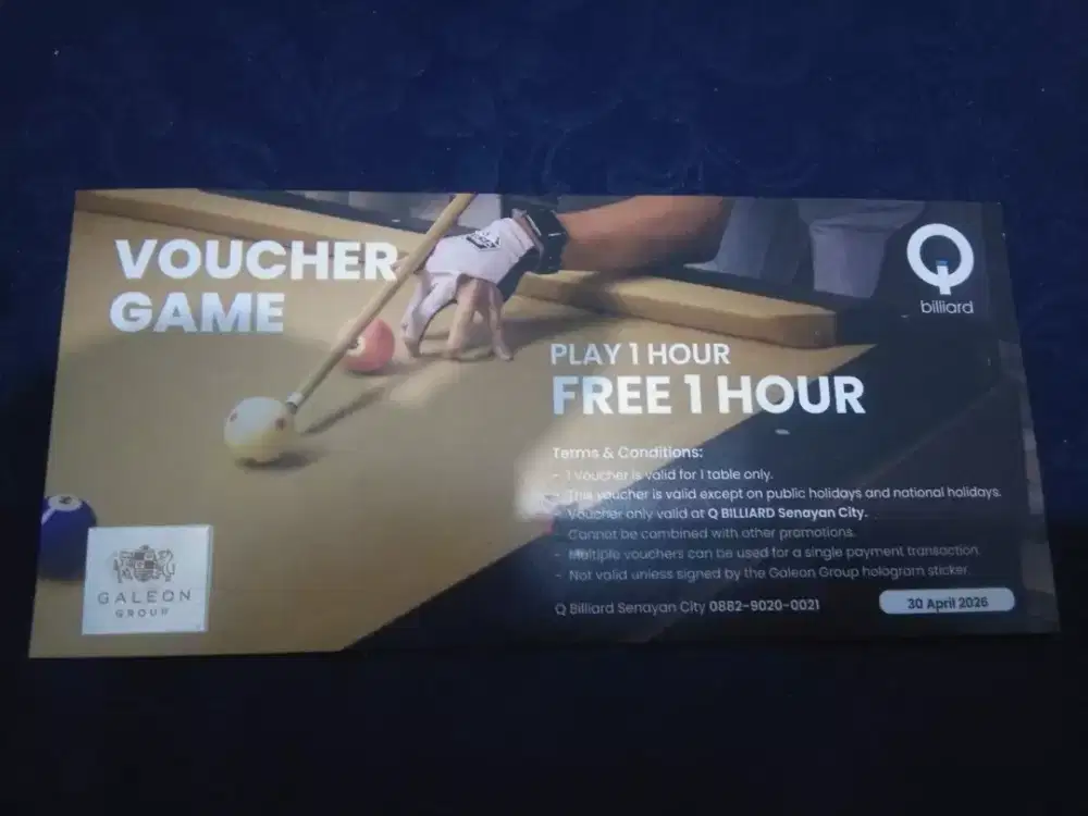 Voucher GRATIS untuk main billiard di Senayan City