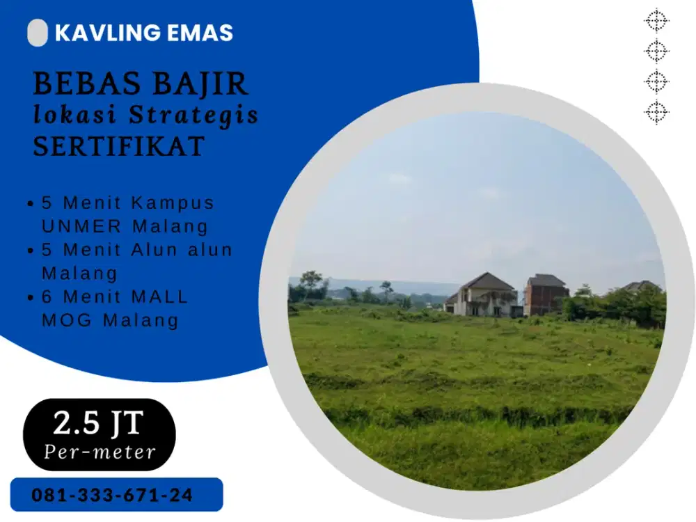 6 Menit Jalan Ijen Malang SHM On Hand Tanah Kavling Perumahan