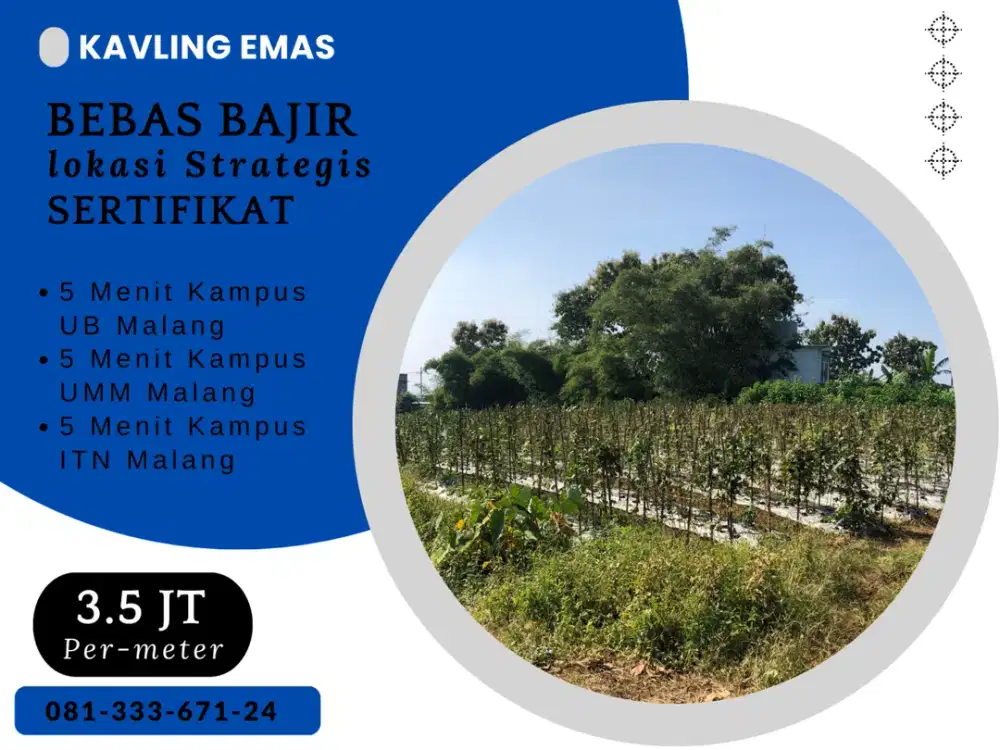 Sertifikat Pecah Kavling Dijual 5 Menit Kampus UNISMA Malang