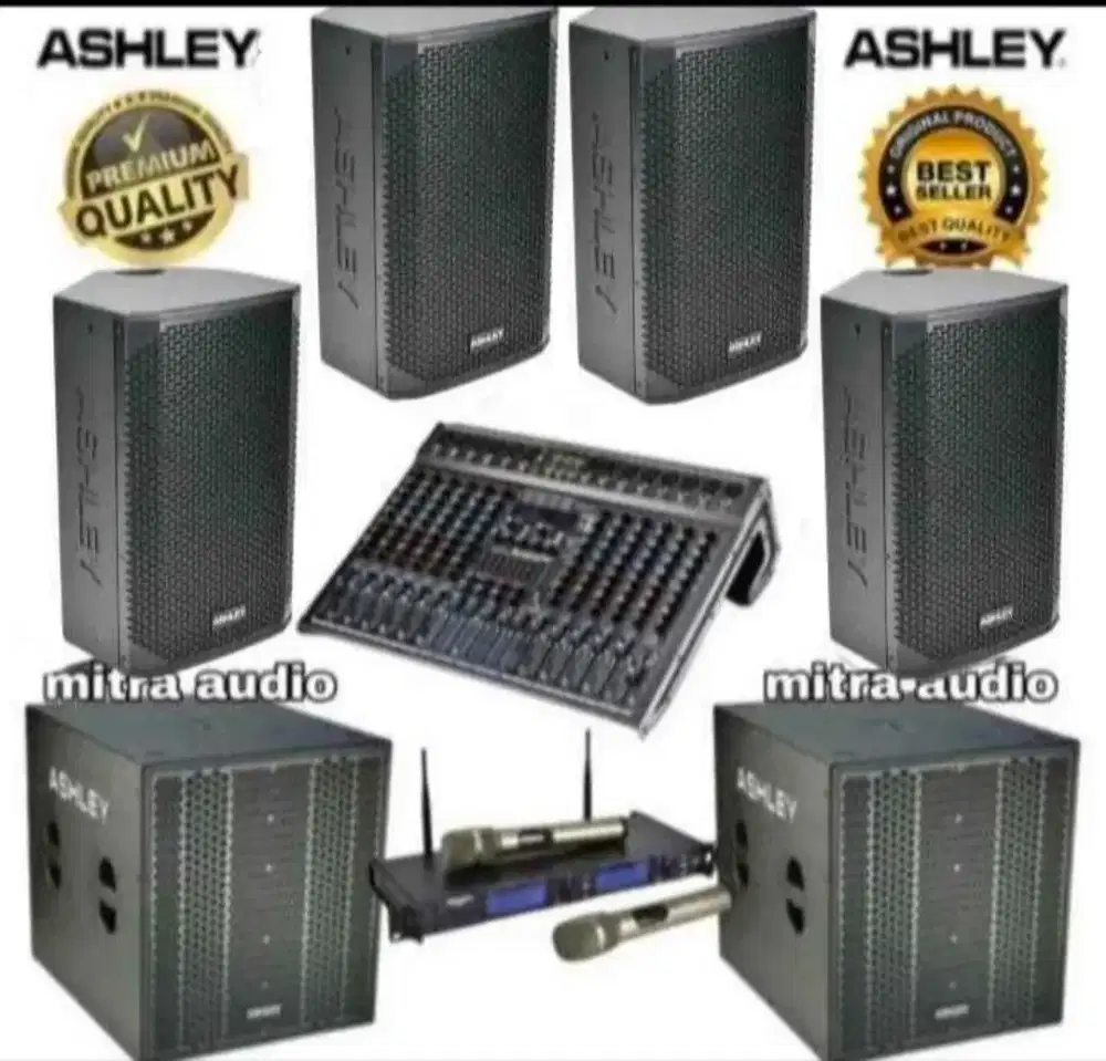 Paket sound karaoke speaker aktif Ashley 12 inch+subwoofer aktif 15 in