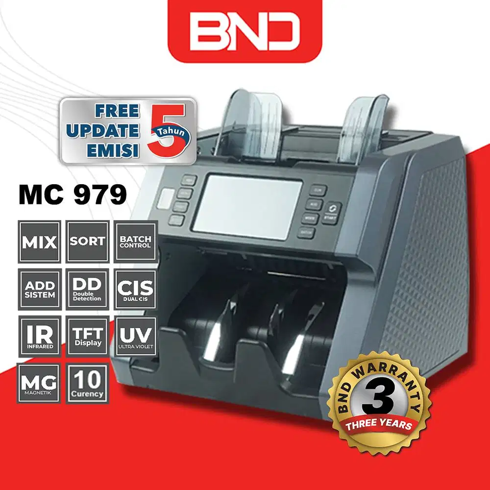 MESIN PENGHITUNG UANG TOP LOADING BND MC 979 GARANSI 3 TAHUN ORIGINAL