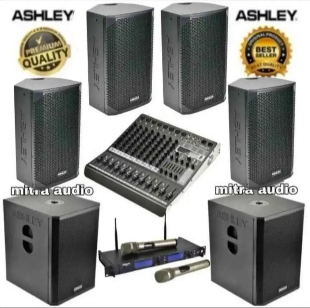 Paket sound karaoke speaker aktif Ashley 10 inch+subwoofer aktif 12 in