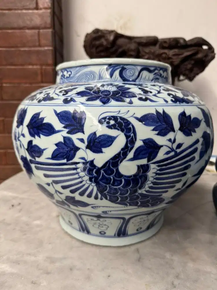 Keramik China Kuno Dinasty Priuk Priok Guci Vas Burung Hong Antik