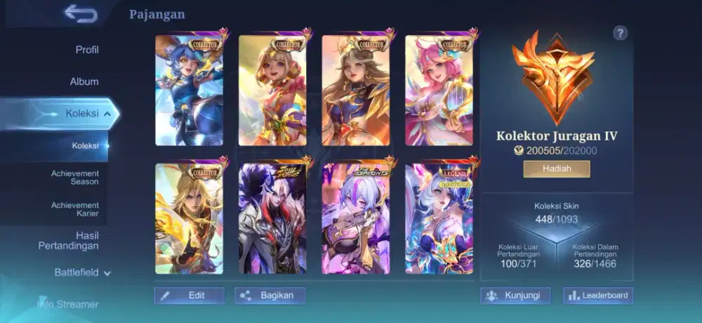 Akun mobile legend kolektor juragan spek cewe